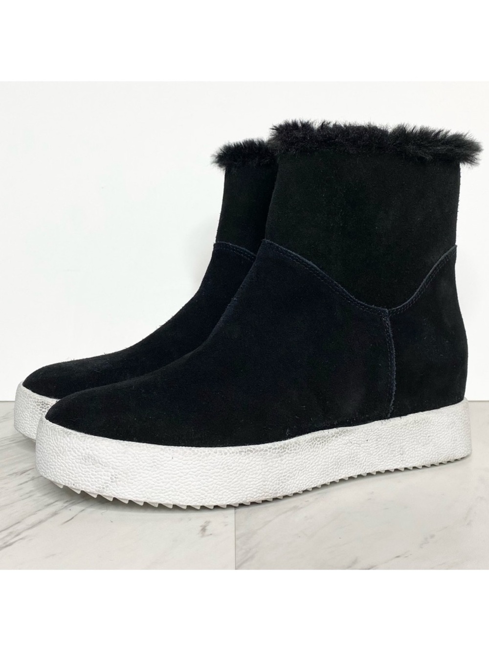Blondo Haven Faux Fur Waterproof Suede Black Bootie 6M
